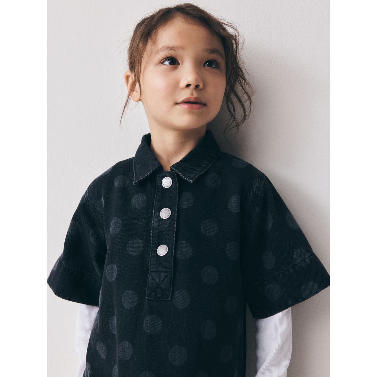 Robe droite en denim à pois noir, NEXT