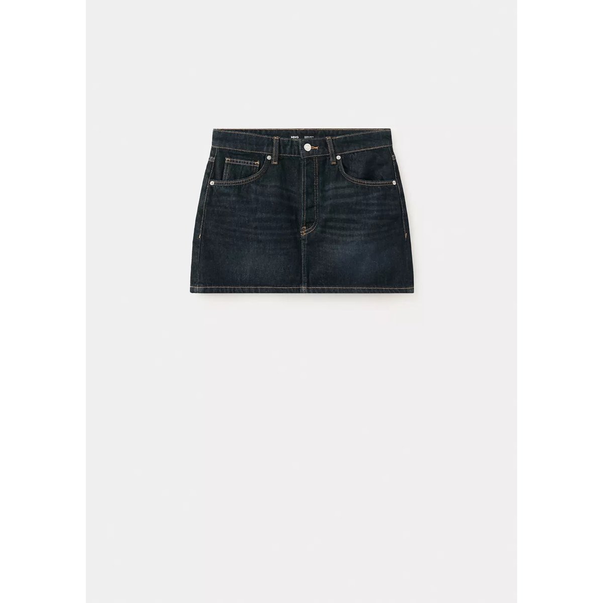 Minijupe en jean taille basse bleu foncé, MANGO