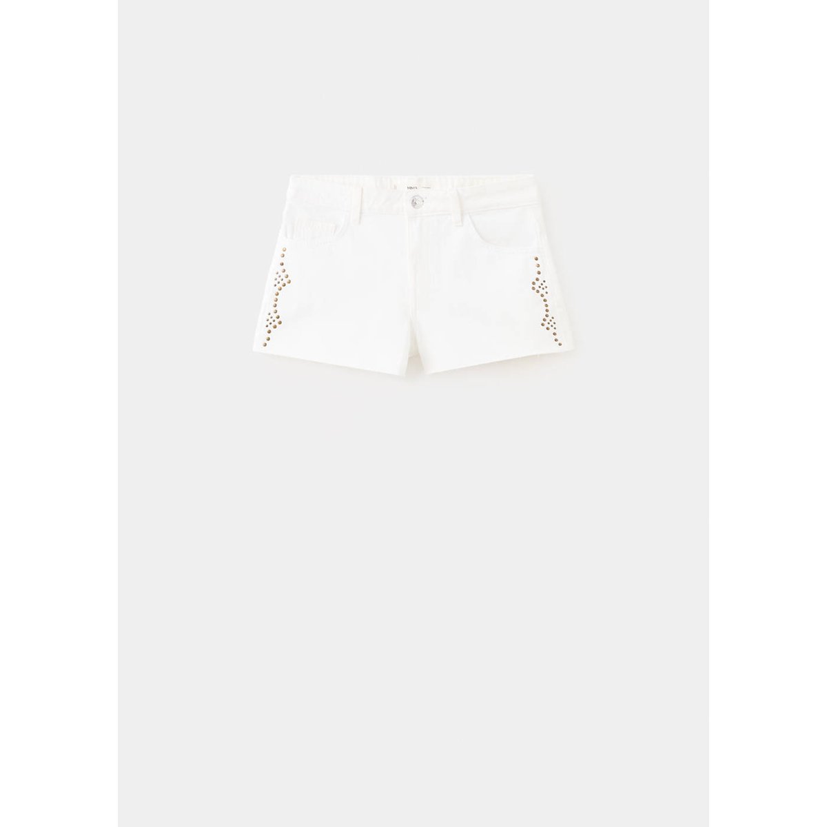 Mini-short à clous latéraux blanc cassé, MANGO TEEN