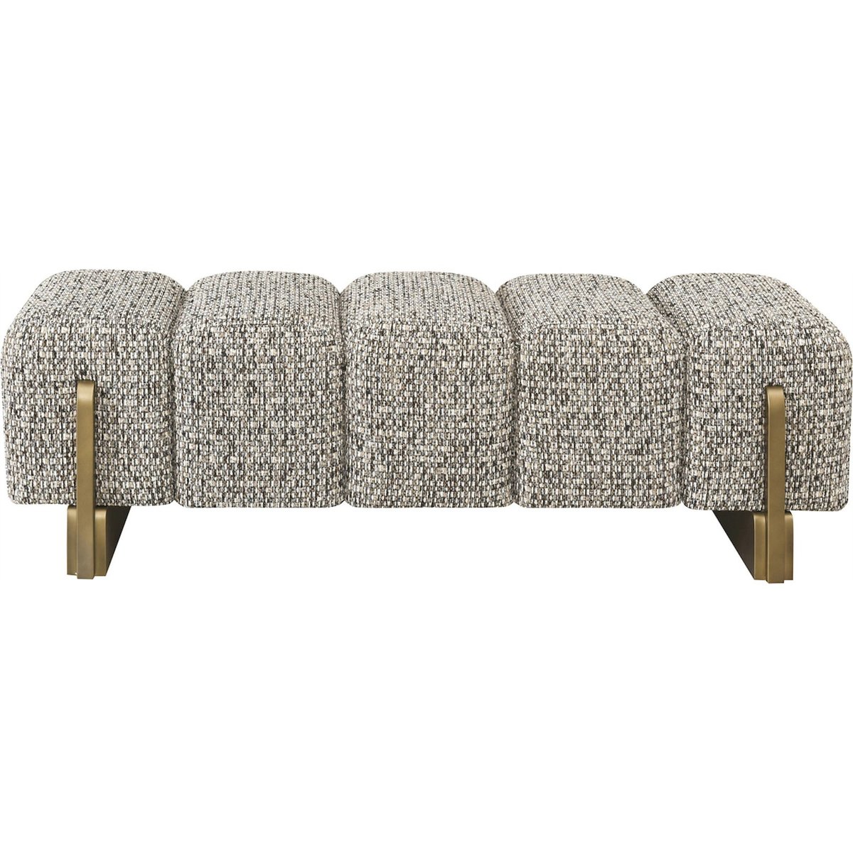 Banc capitonné piètement métal cobblestone et bronze doré, RECOLLECTION