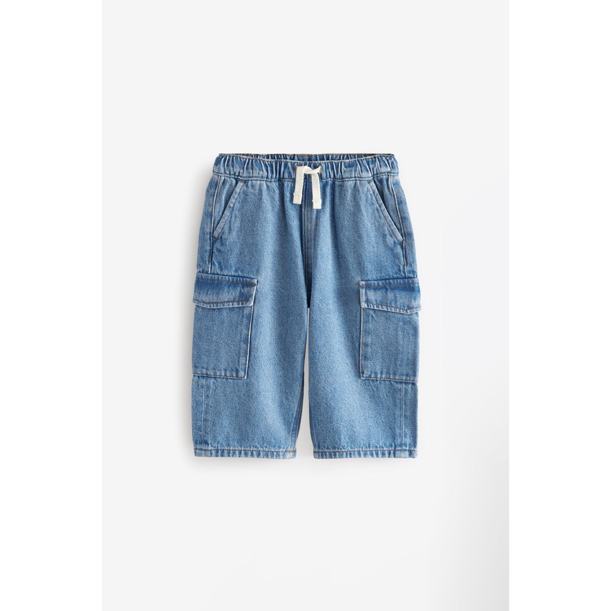 Jean large cargo à enfiler jean bleu moyen, NEXT
