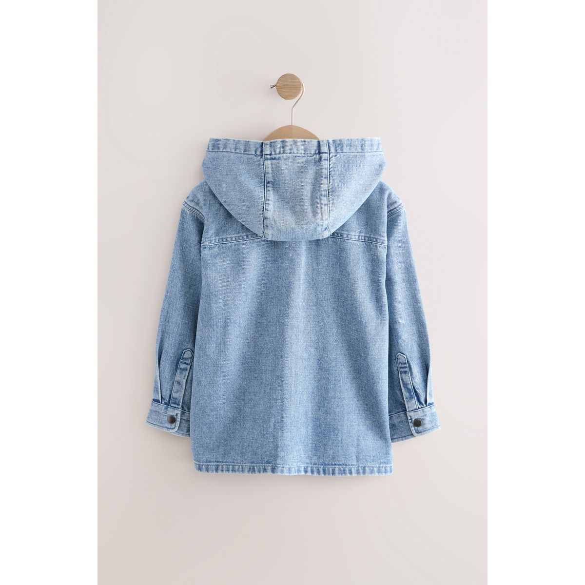 Surchemise à capuche zippé en denim denim délavé clair, NEXT