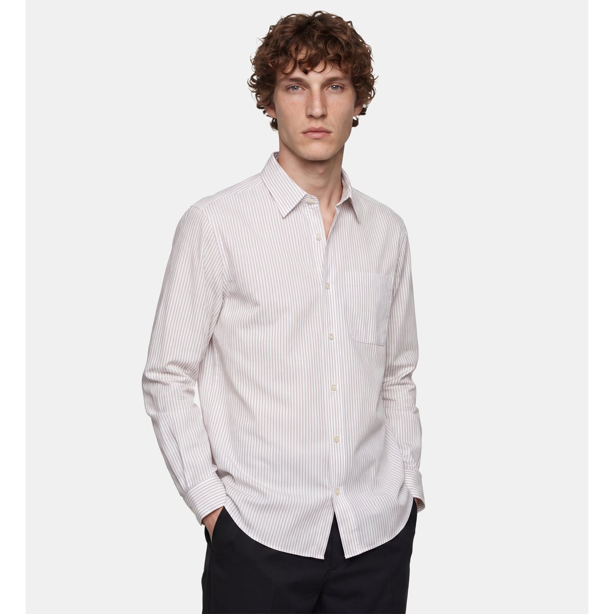Chemise droite tirtray 1 coton jaune et bleu, GALERIES LAFAYETTE