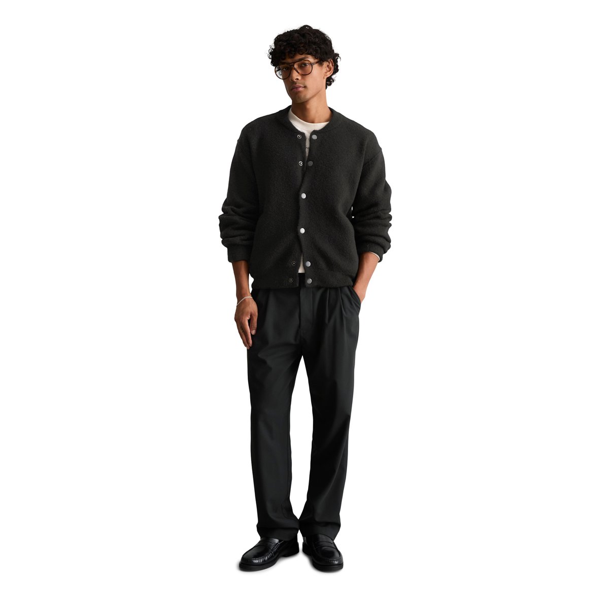 Cardigan décontracté en mélange de laine vierge douce noir, MARC O’POLO DENIM