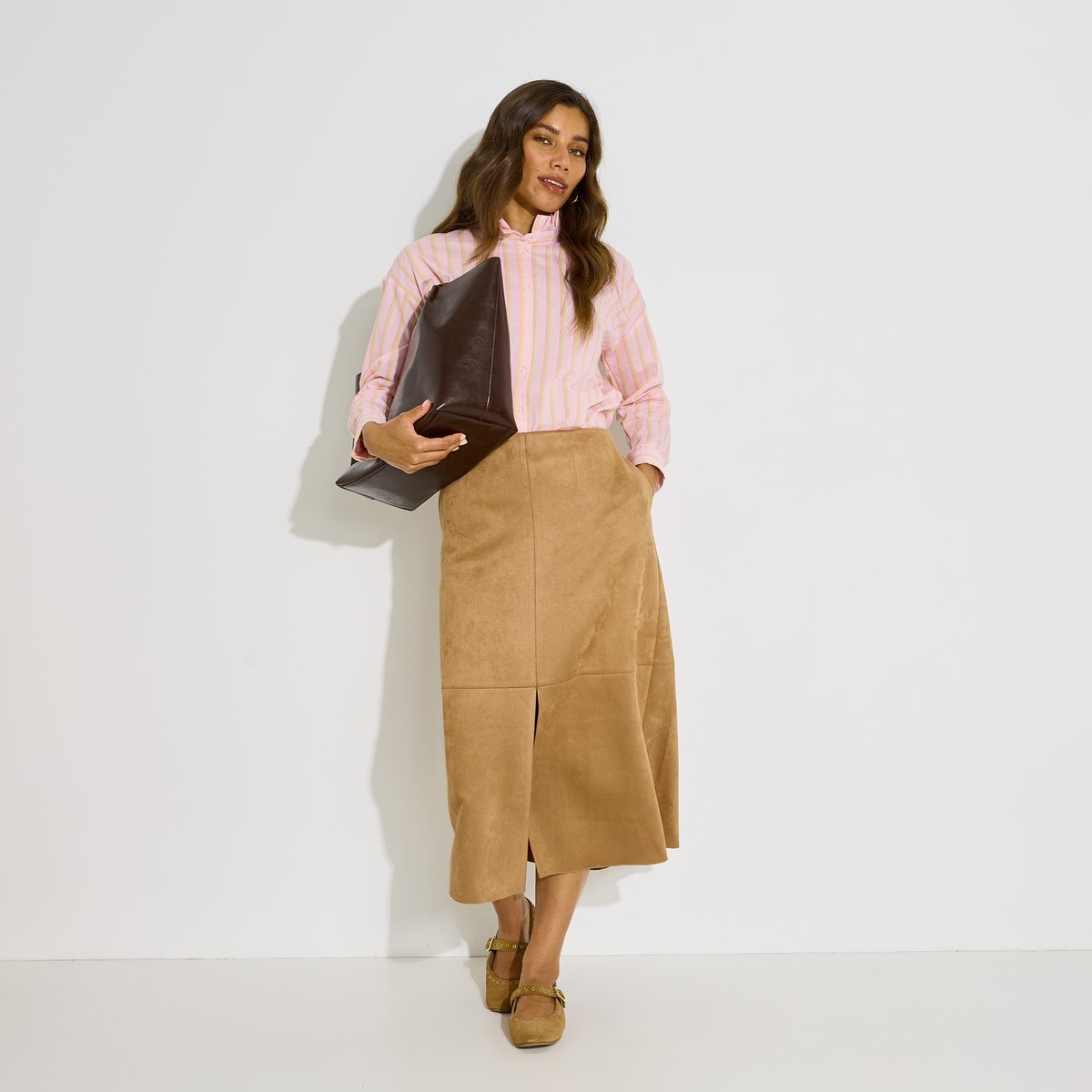 Chemise rayée col volanté rose pink, GRAIN DE MALICE