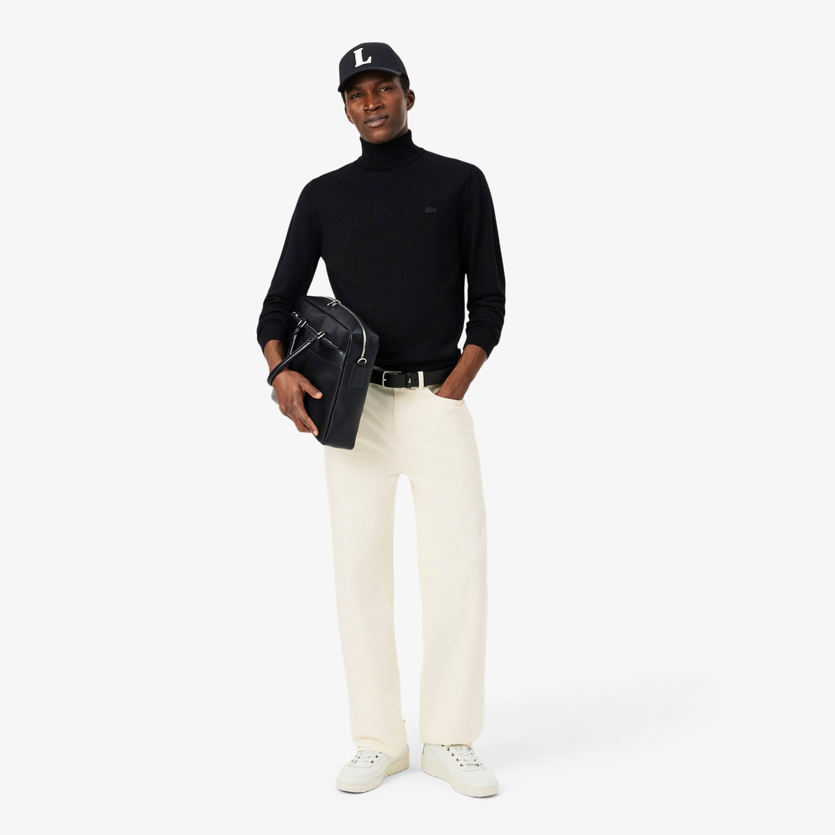 Pull en laine mérinos col roulé noir-031, LACOSTE