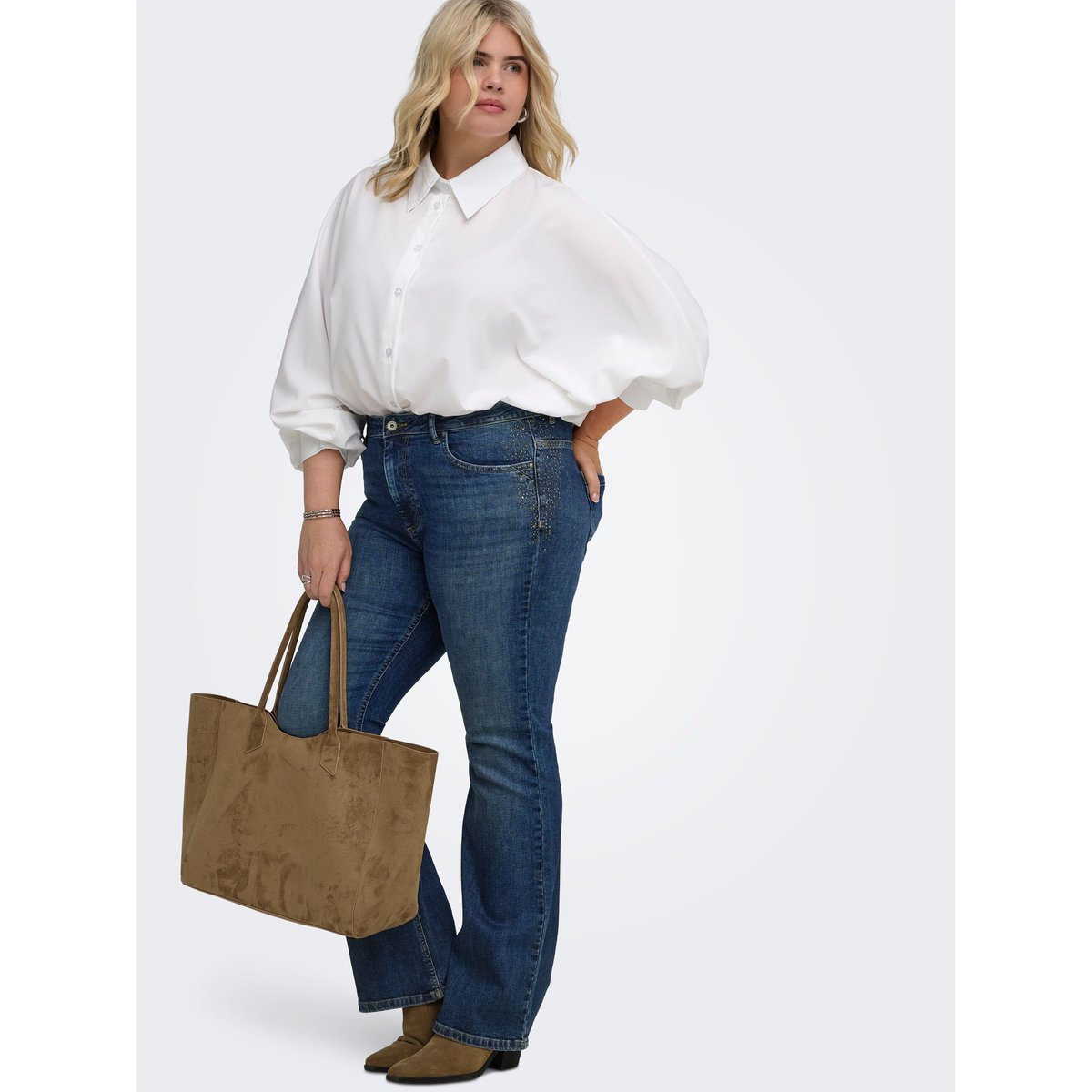 Jean Flared dark blue denim, ONLY CARMAKOMA