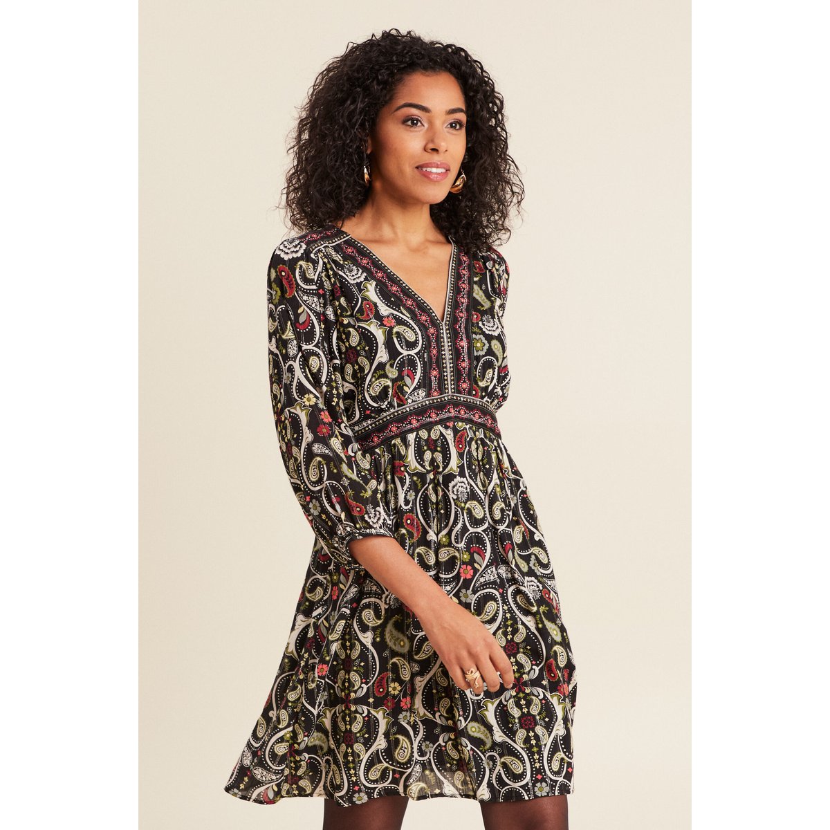 Robe évasée fluide noir, BREAL