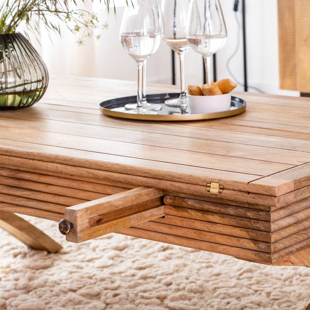 Table basse en bois de manguier LUCE bois clair, MADE IN MEUBLES 
