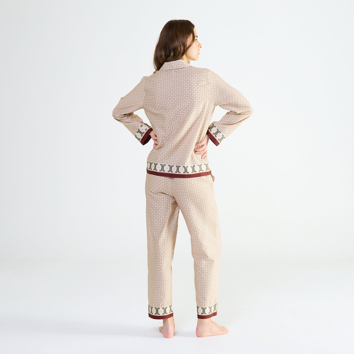 Pyjama col tailleur en satin FASCINANTE beige, LAURENCE TAVERNIER