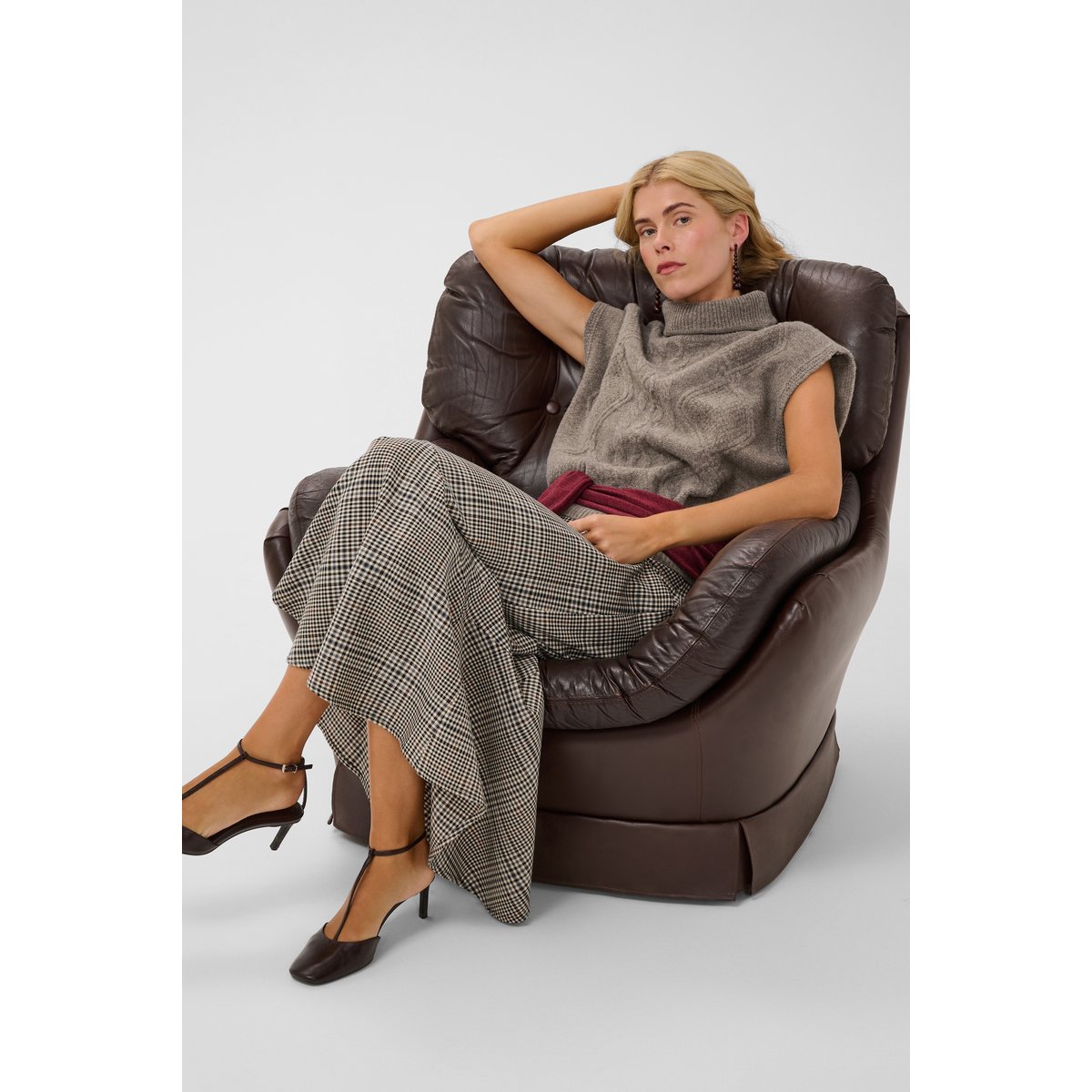 Pullover tricoté marron falcon melange, CULTURE