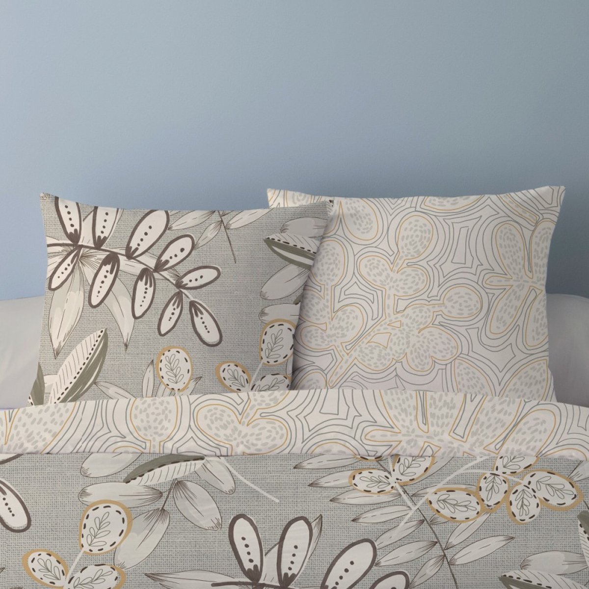 Housse de couette 240x220 ALISO + 2 taies Percale de coton multicolore, DECORATIE