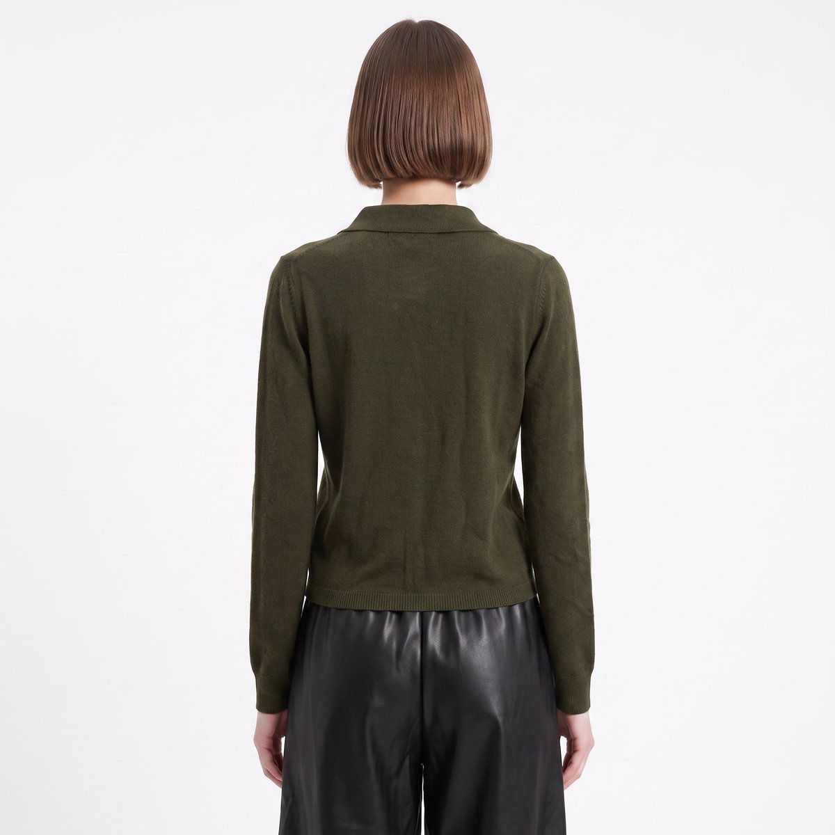 Cardigan col chemise boutonné manches longues GINGER khaki, ARTLOVE