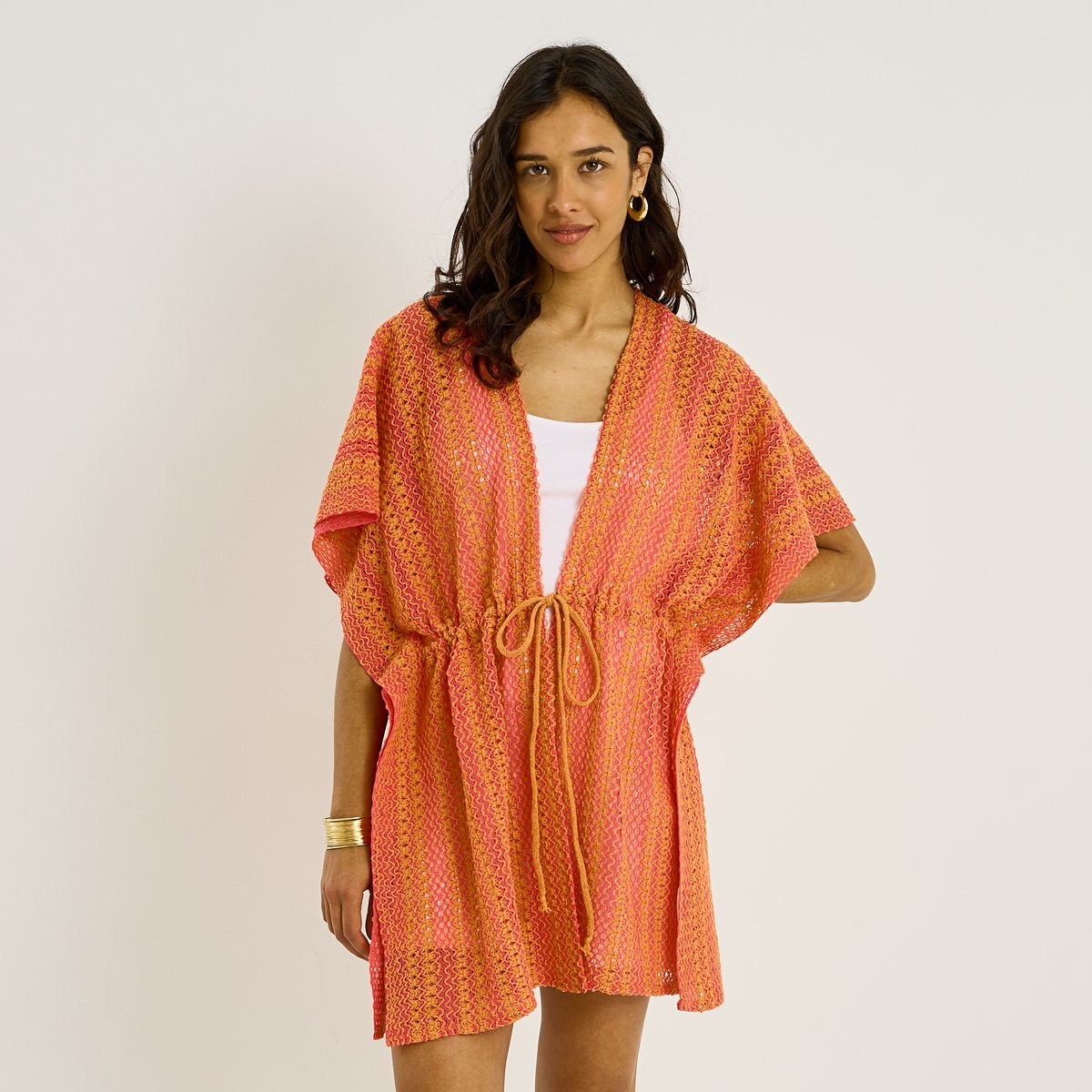 Paréo en crochet ouvert à l'avant orange, GRAIN DE MALICE