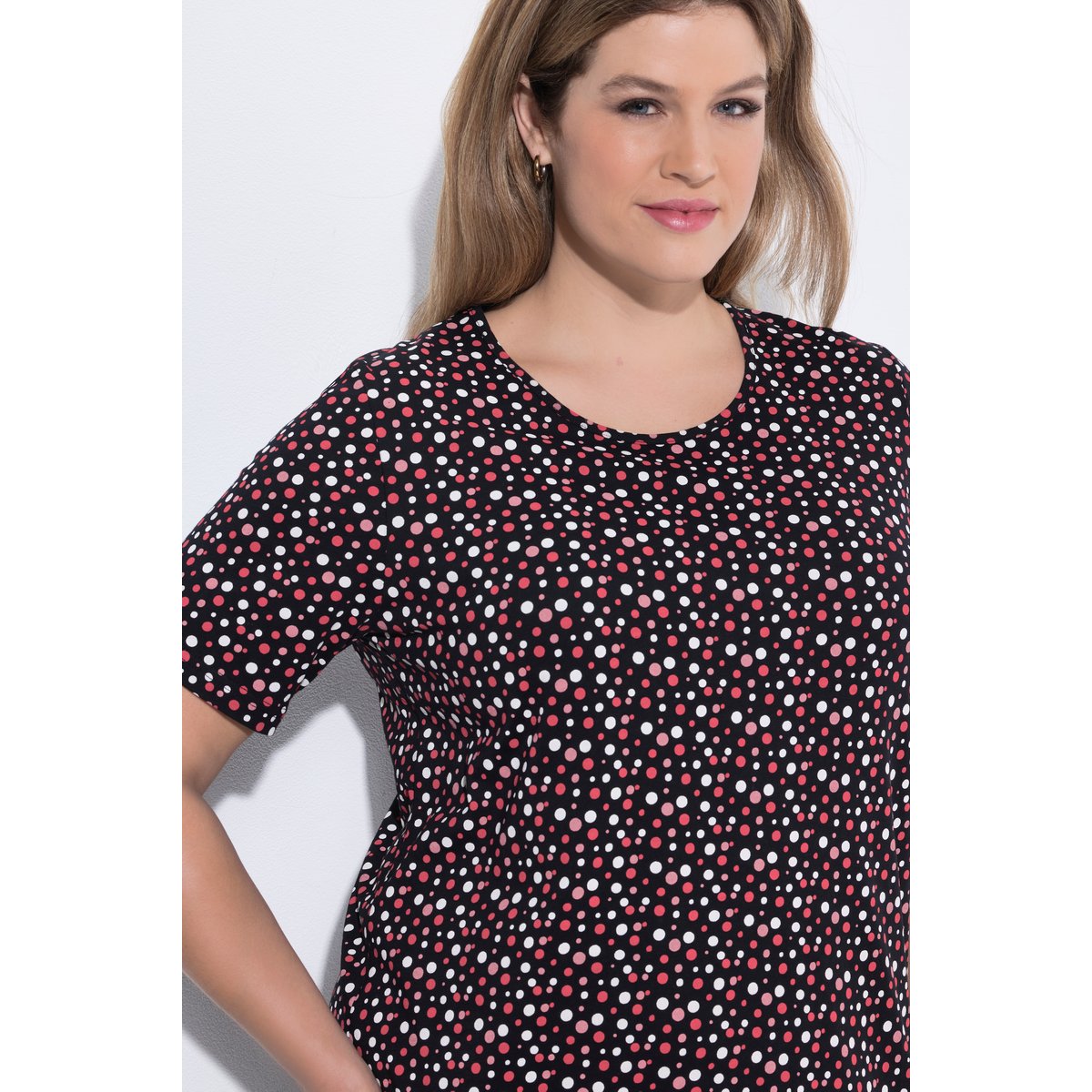 Chemise de nuit motif à pois noir, ULLA POPKEN