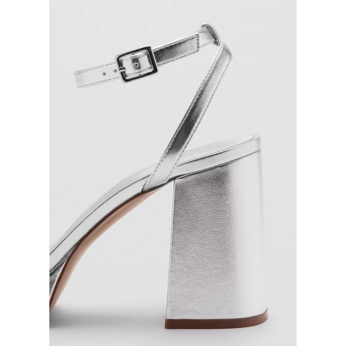 Sandales talon métallisées argent, MANGO TEEN