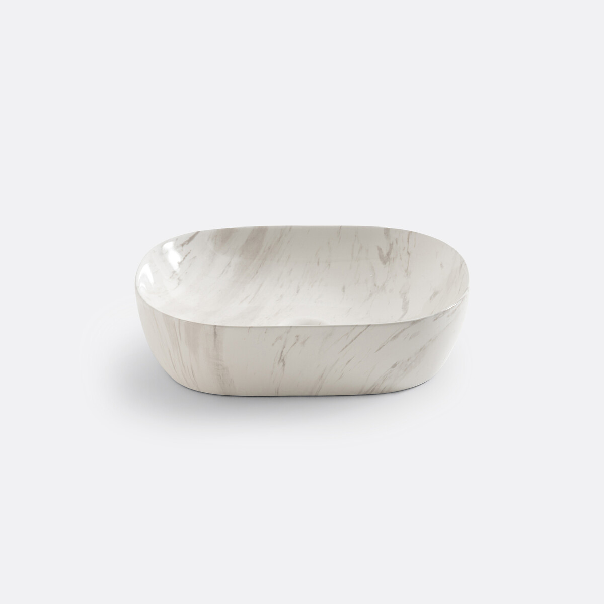 Vasque ovale céramique effet marbre, Mabel blanc/gris imprimé, LA REDOUTE INTERIEURS