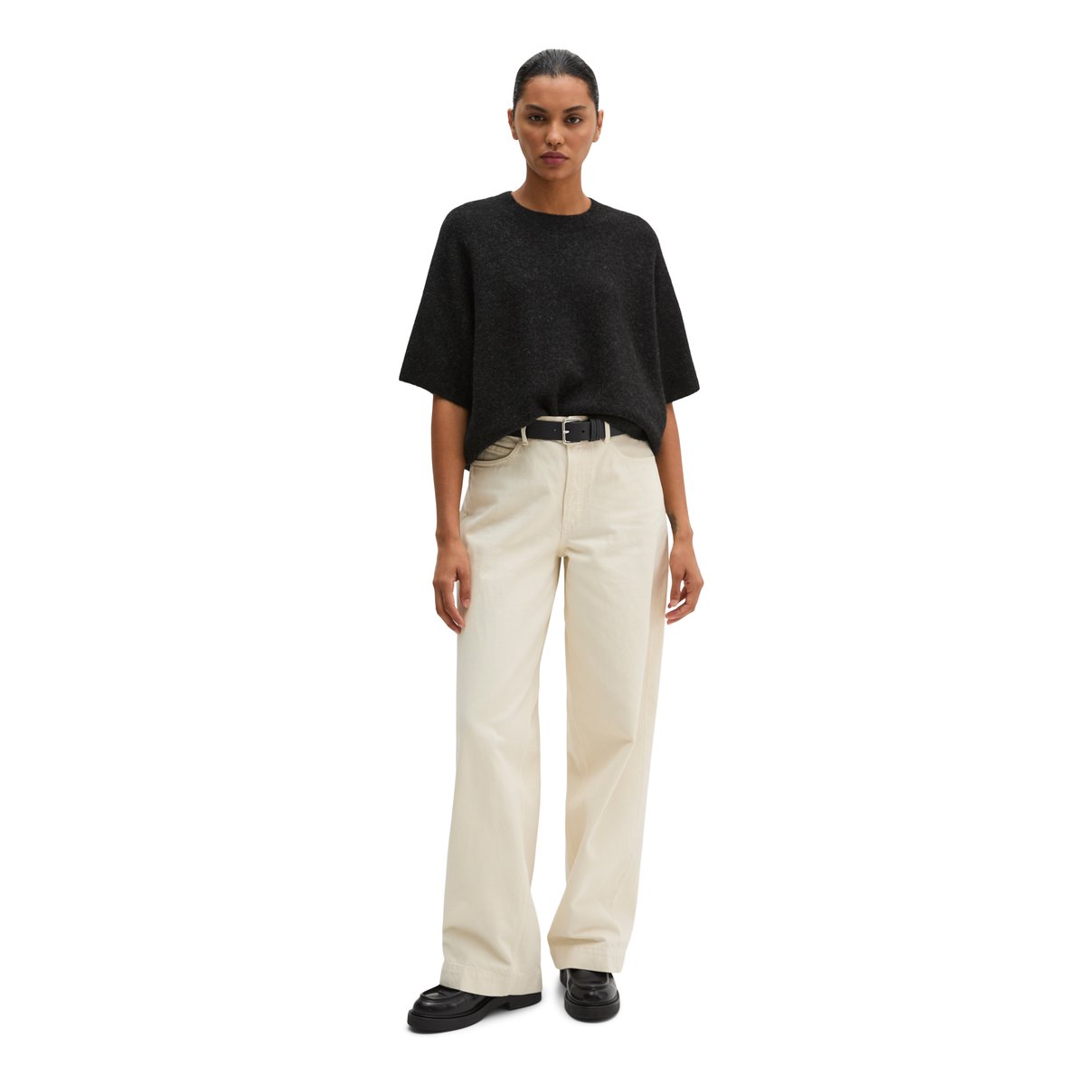 Pull en maille ample en un mélange doux de poils de yack et de laine d'alpaga gris, MARC O'POLO
