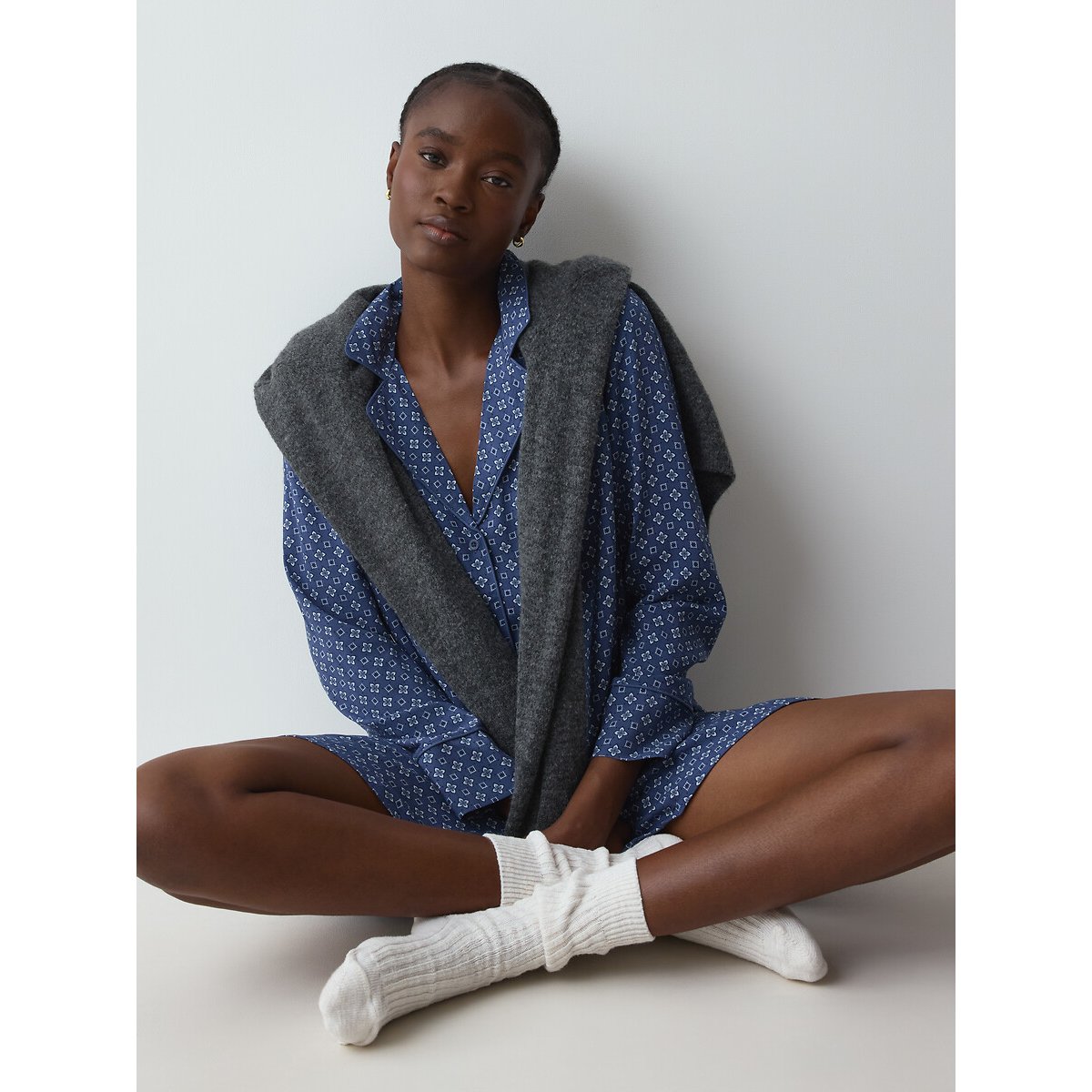 Camicia da notte stampata COMFORT ALLURE fantasia blu, TRIUMPH