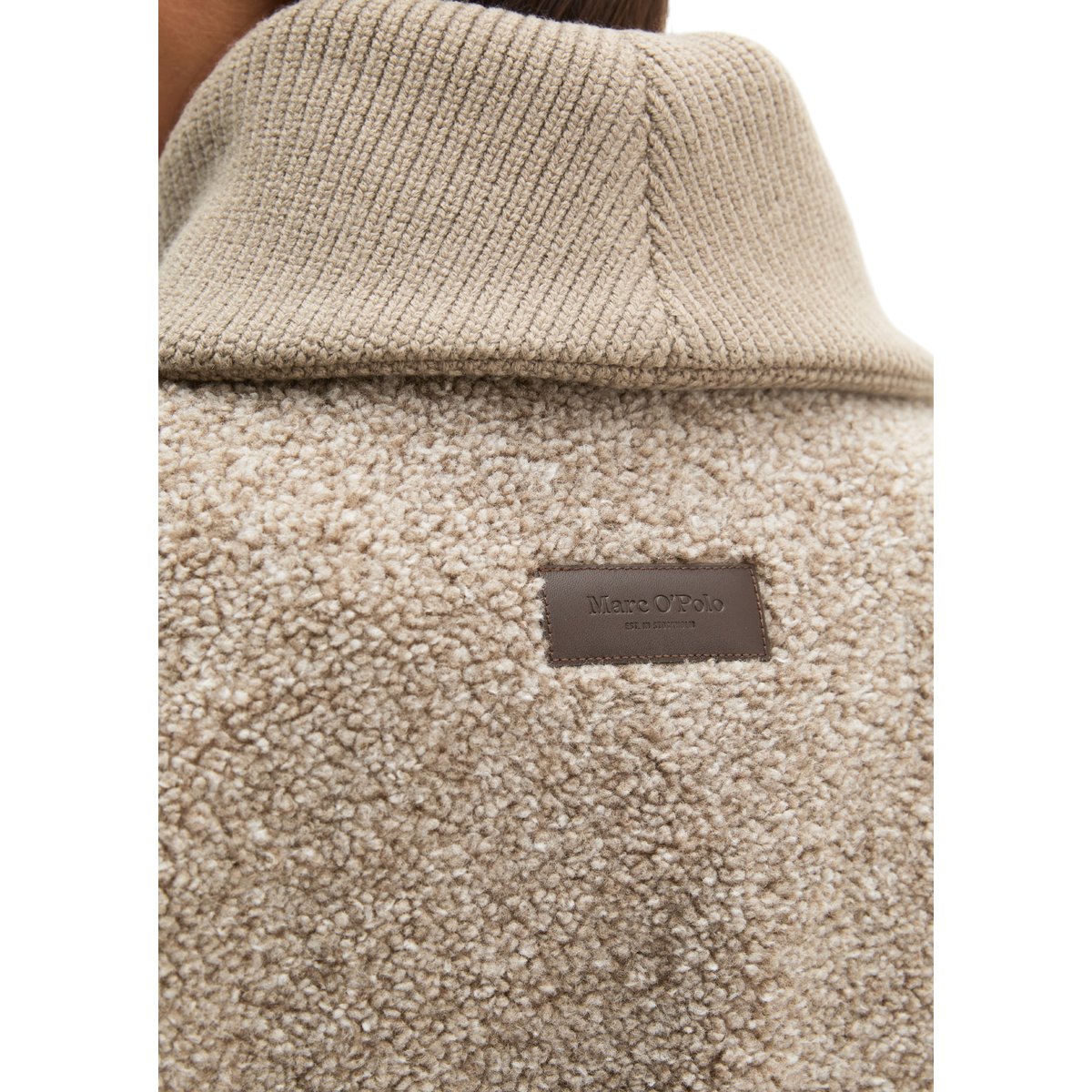 Blouson Teddy coupe classique en peluche Curly toute douce beige, MARC O'POLO