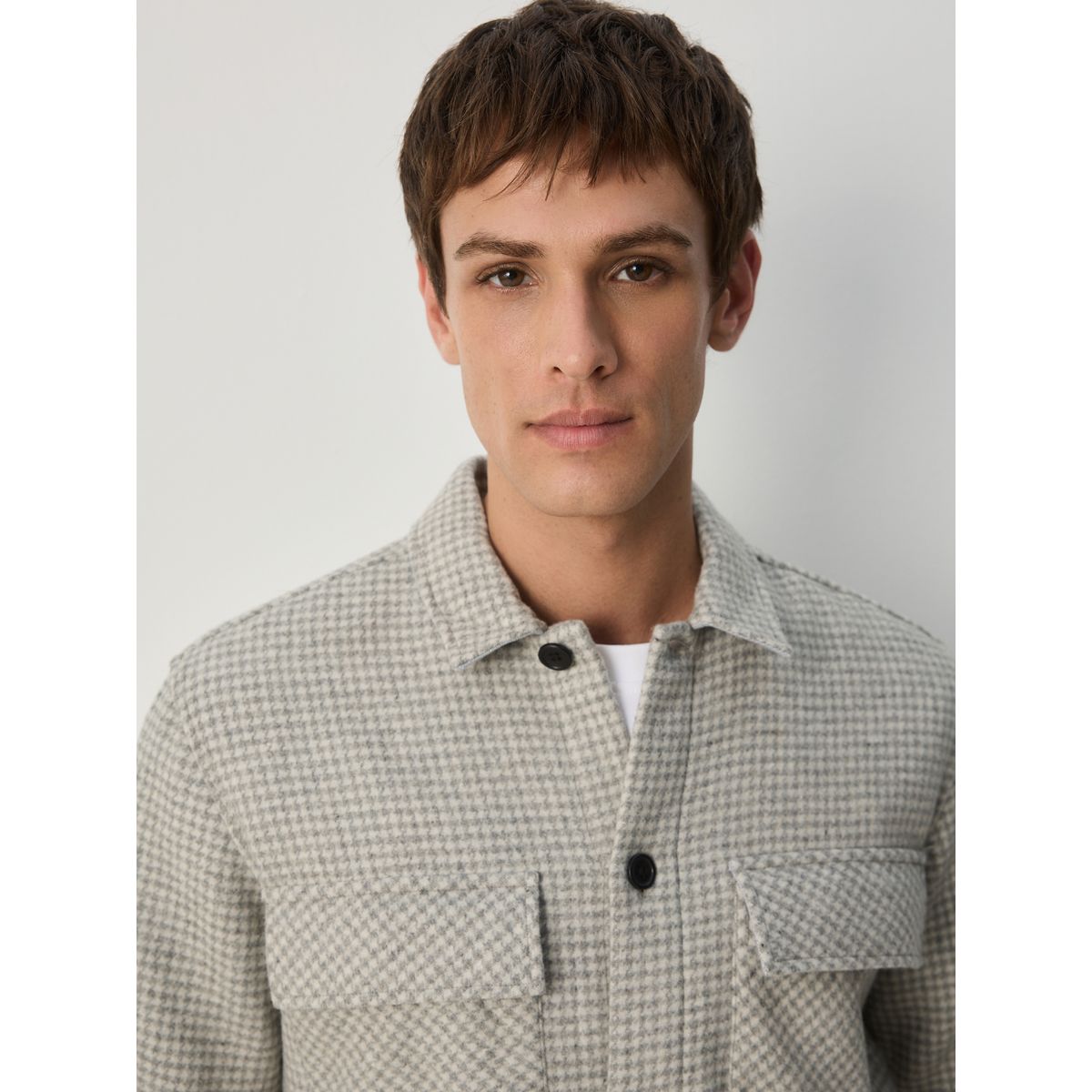 Veste-chemise à carreaux pied-de-poule gris, NEXT