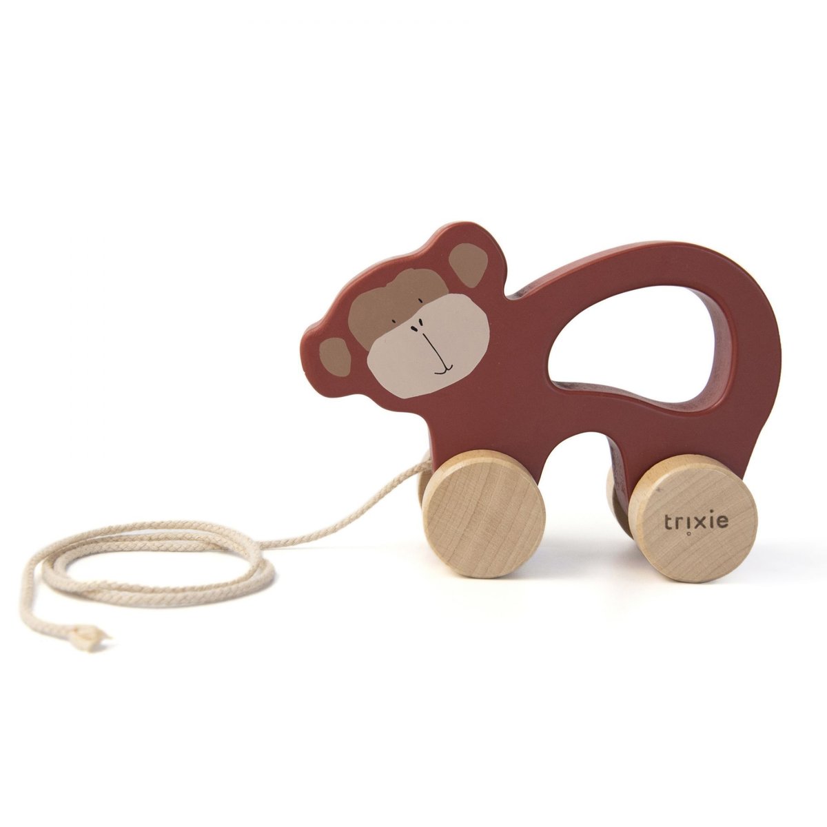Jouet à tirer en bois marron mr. monkey, TRIXIE