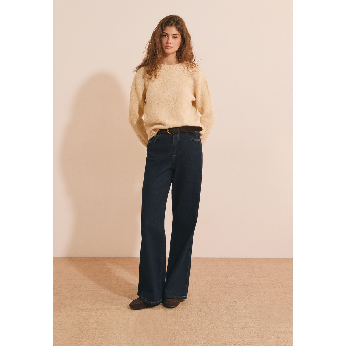 Pull col rond avec laine SERAPHINO bouton d'or, ETAM