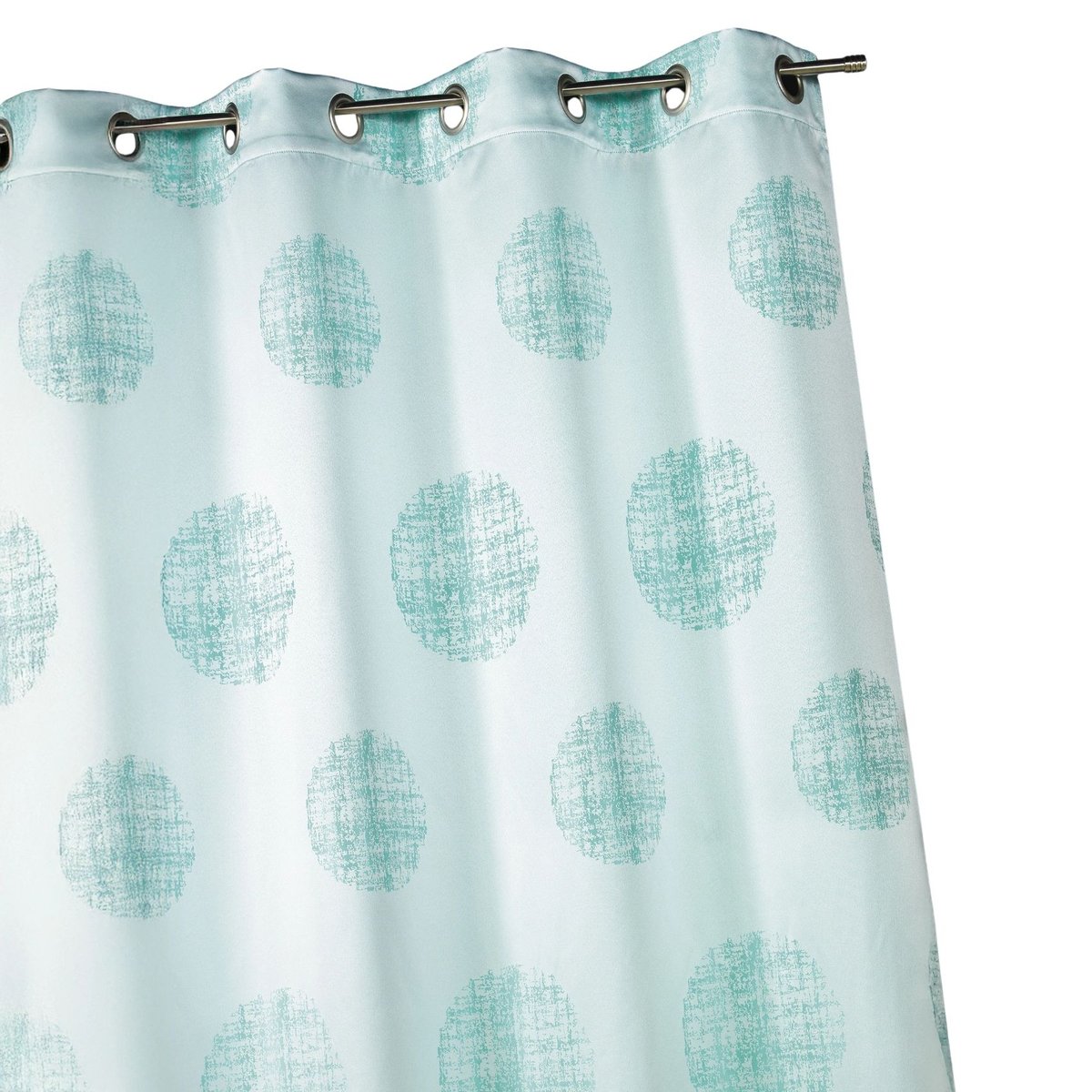 Rideau jacquard à motifs ronds chinés turquoise, HOME MAISON