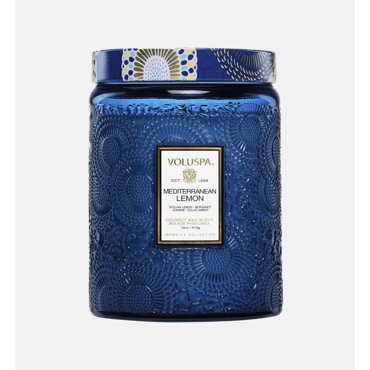 Bougie parfumée mediterranean lemon 510 g bleu, VOLUSPA