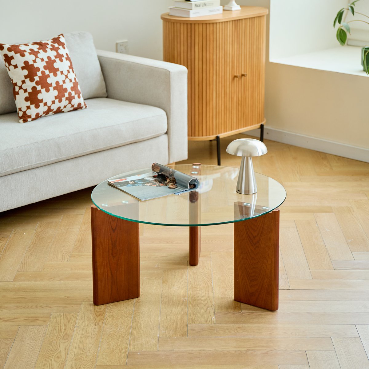 Table basse, verre trempé, ronde, SALO transparent, NORDLYS