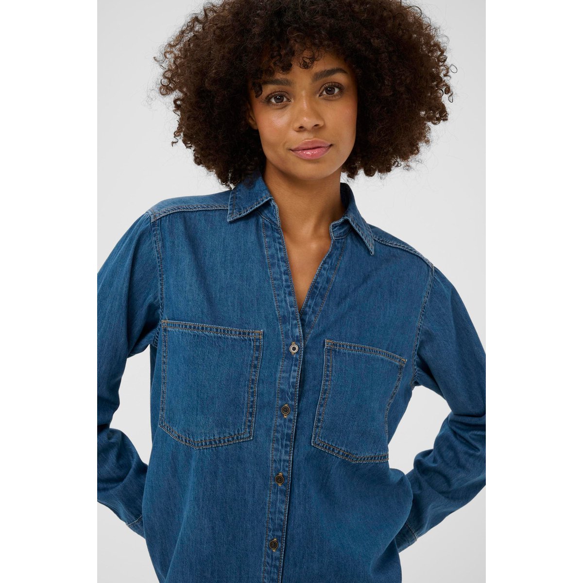 Chemise à manches longues bleu dark blue wash, CULTURE
