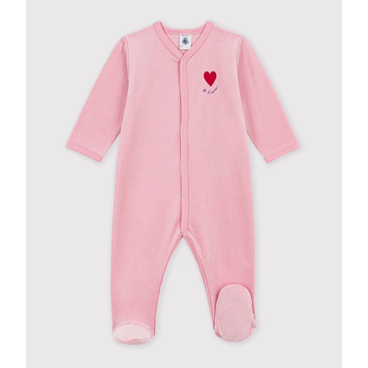 Pyjama avec pieds en velours rose, PETIT BATEAU