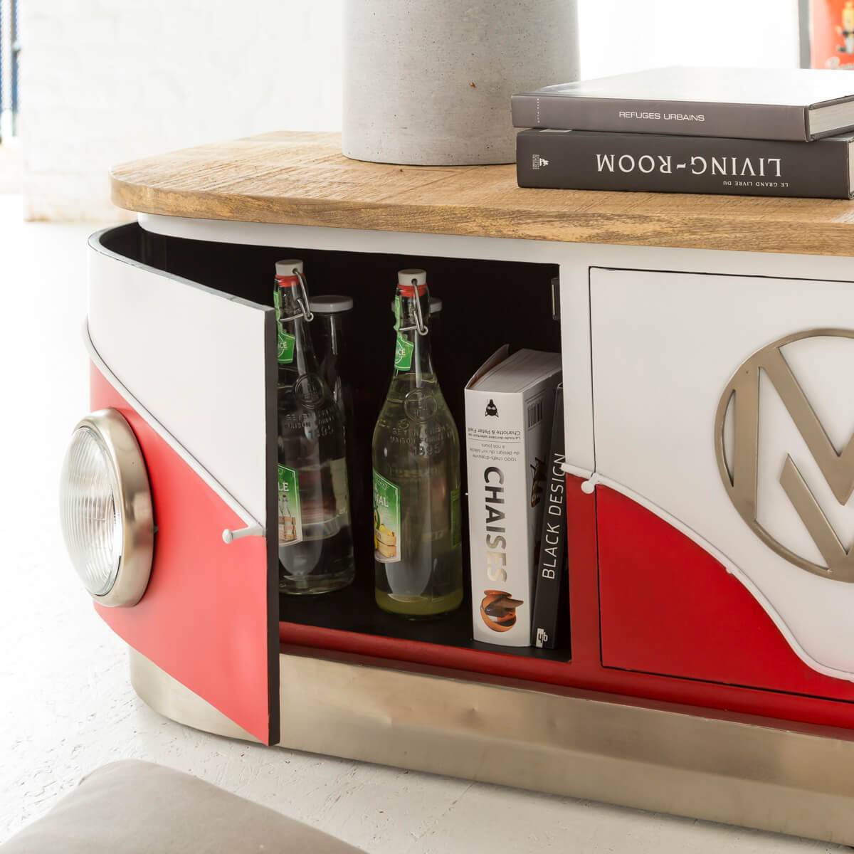 Meuble TV en métal COMBI rouge, MADE IN MEUBLES