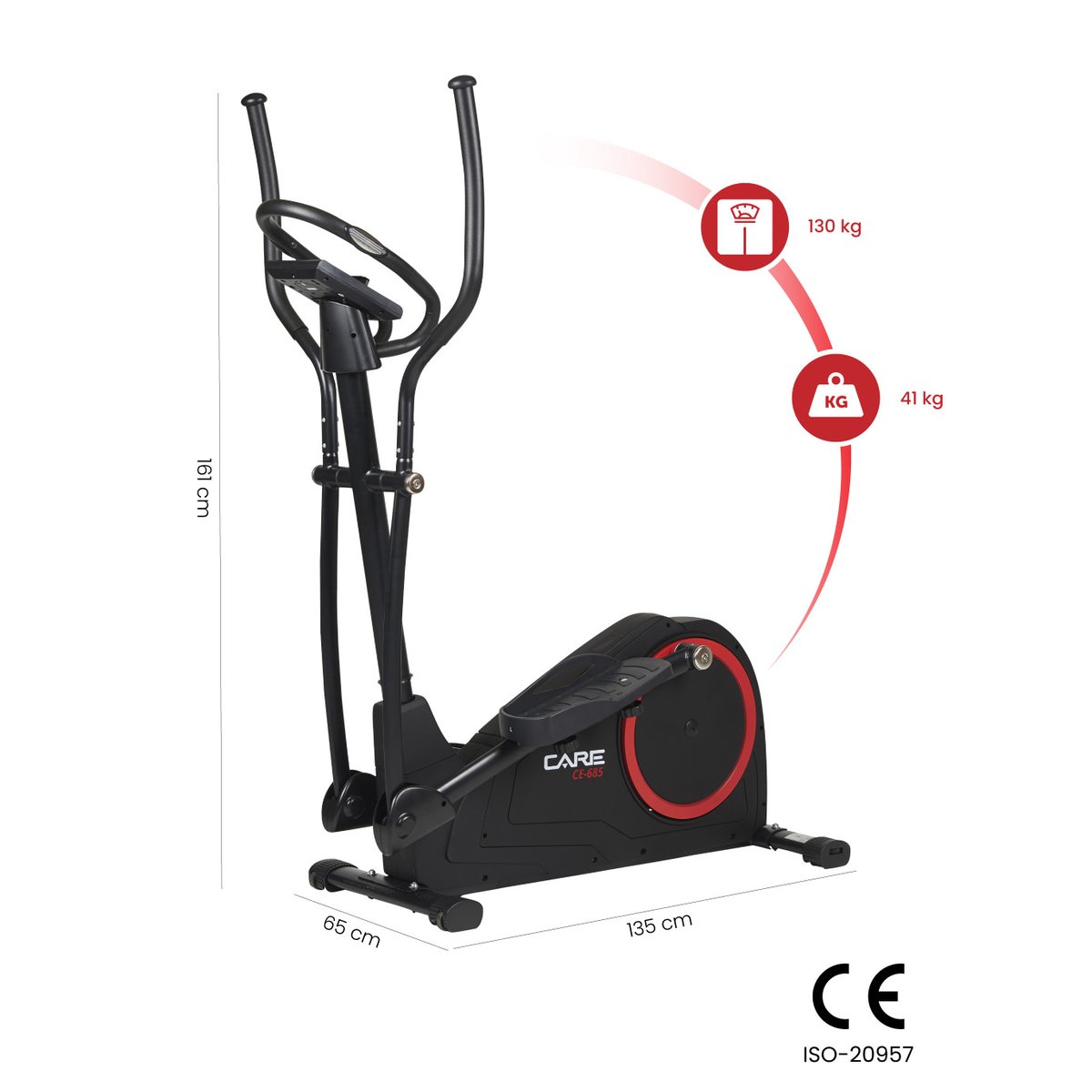 Vélo elliptique connecté - CE-685 noir, CARE FITNESS