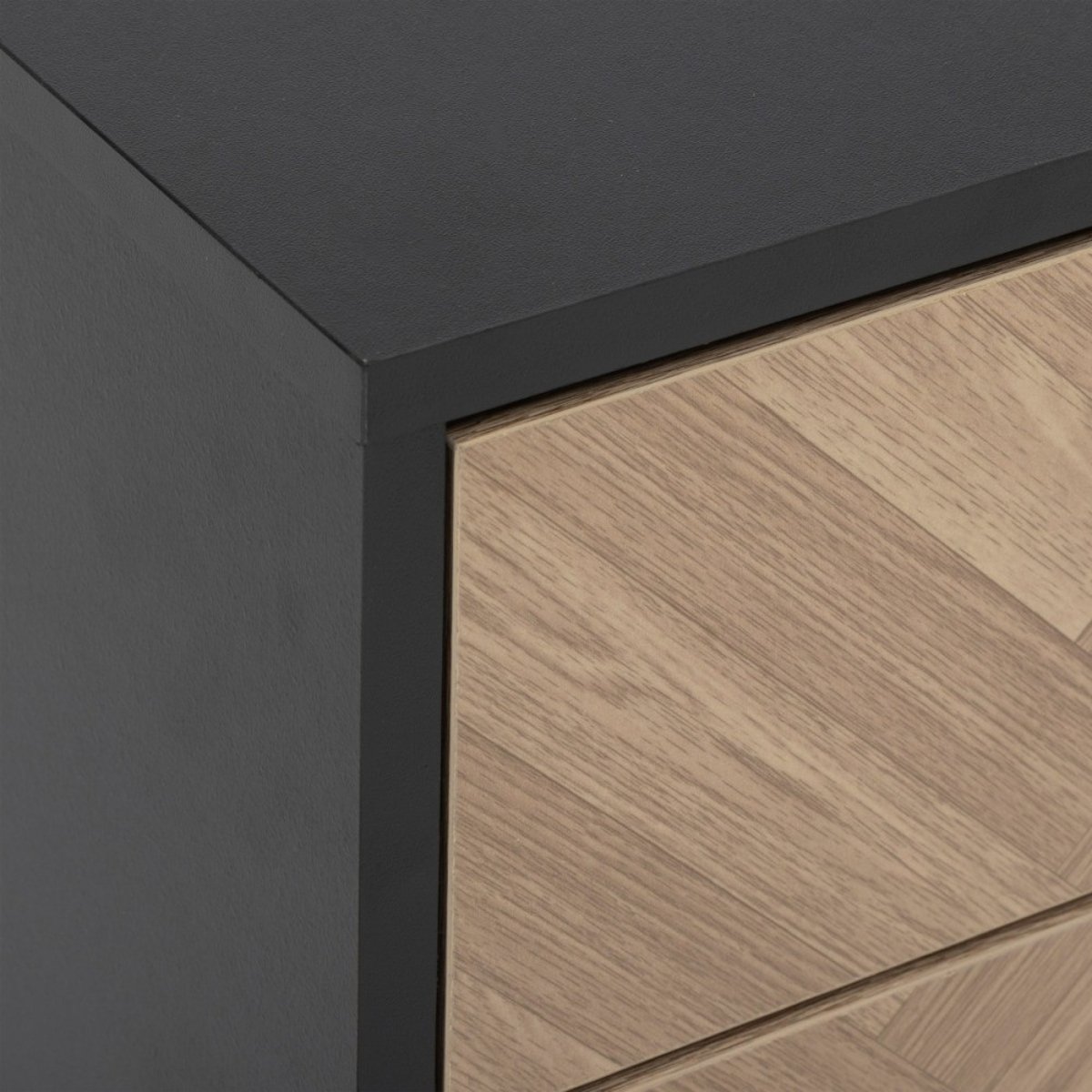 Table de chevet 2 tiroirs Chevrons noir, ATMOSPHERA