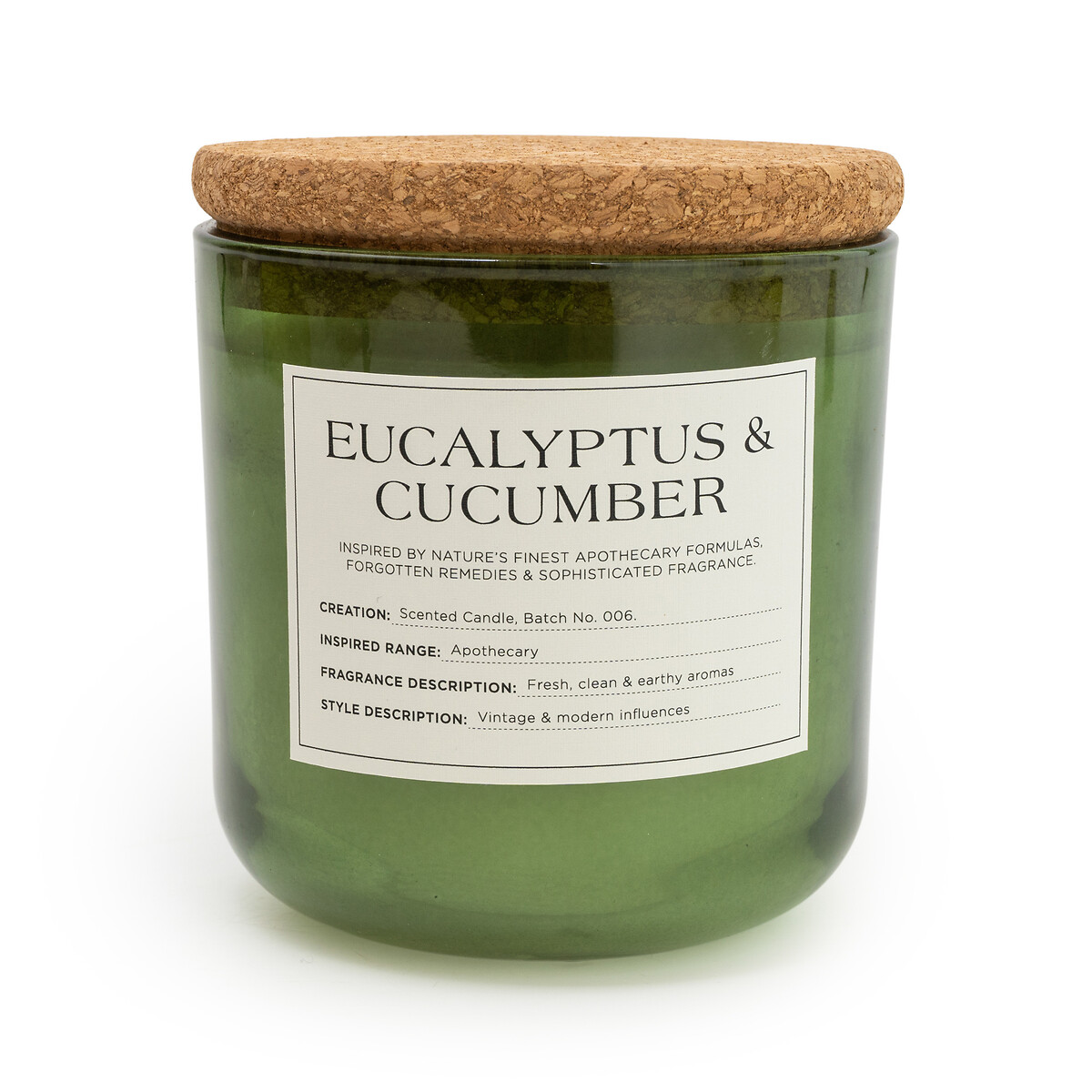 Apothecary Eucalyptus & Cucumber Jar Candle green, SO'HOME