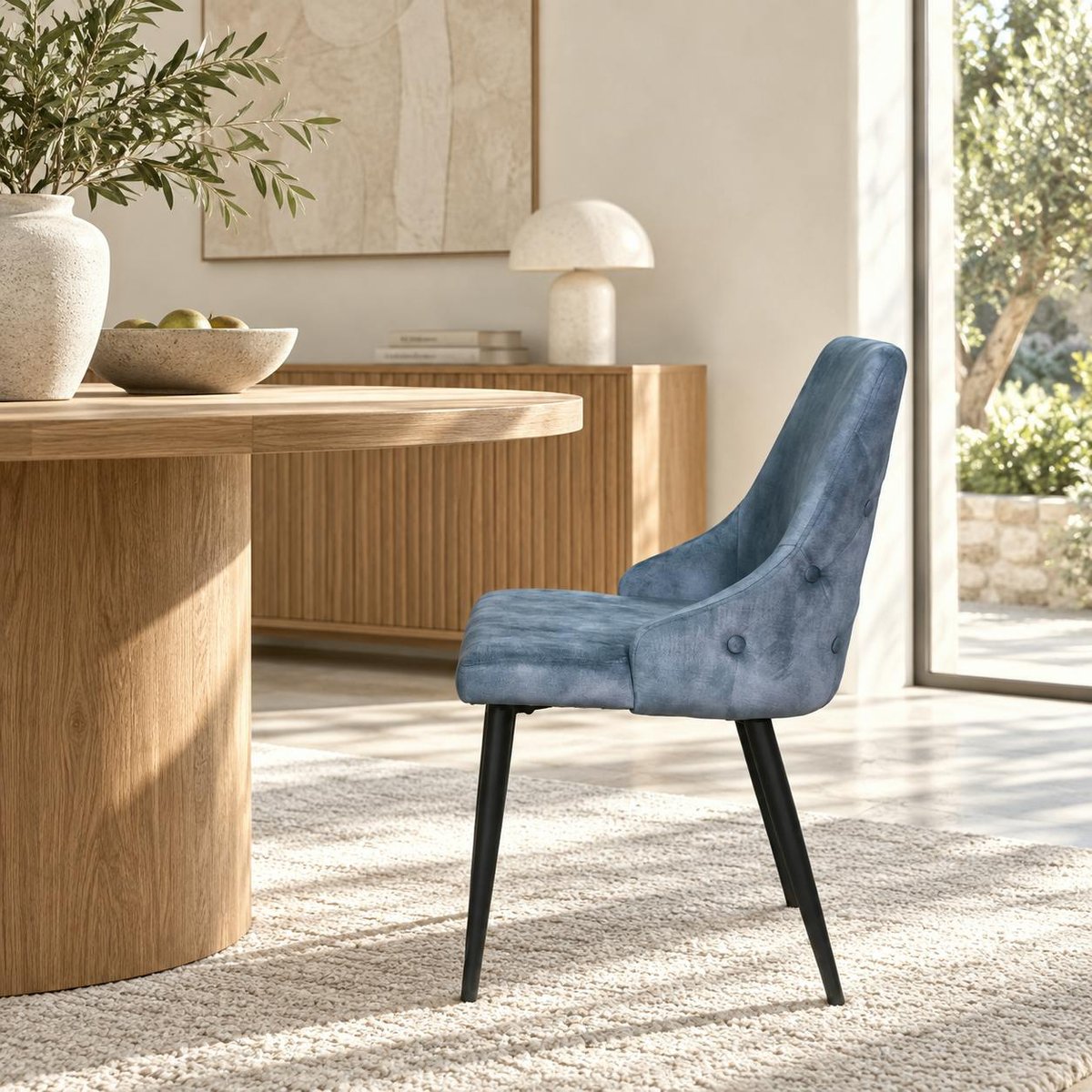 Chaise en velours (lot de 2) MALMOE bleu, PIER IMPORT