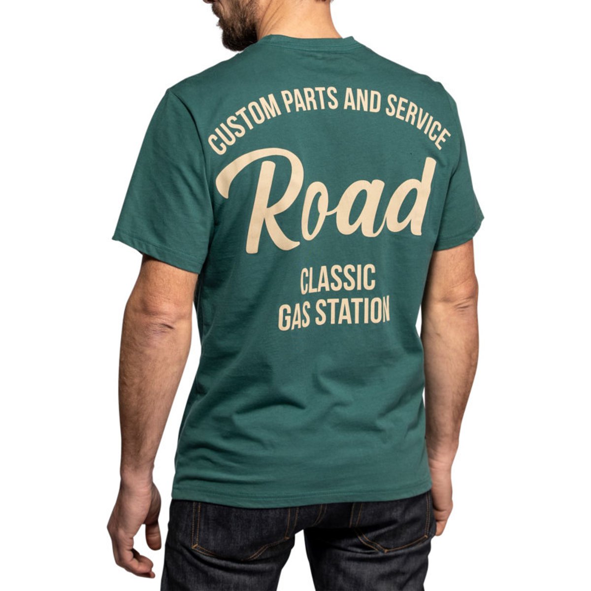 T-shirt Vernon en coton vert à coupe droite pourvu d'un col rond vert, DAYTONA