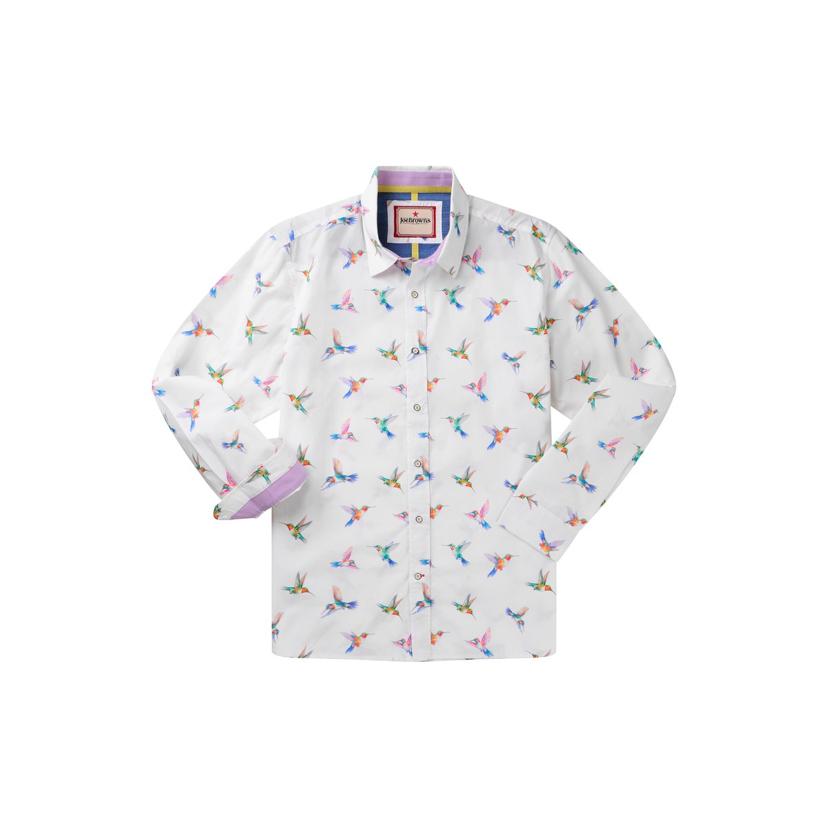 Chemise à manches longues imprimé colibri blanc, JOE BROWNS
