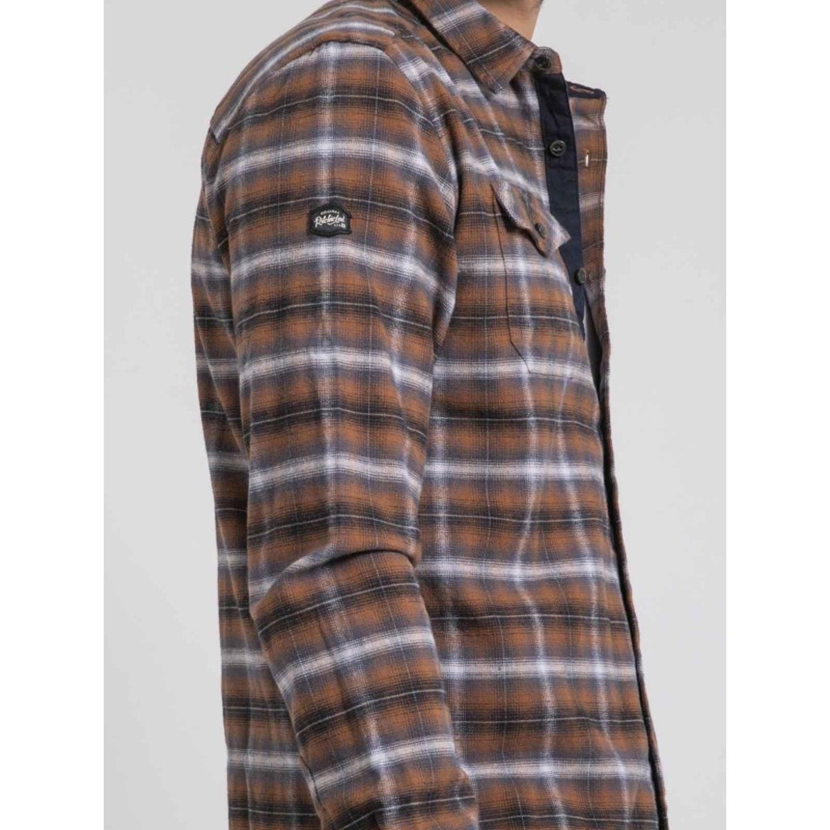 Chemise Manches Longues Carreaux Pur Coton Flanelle Toltivio camel, RITCHIE