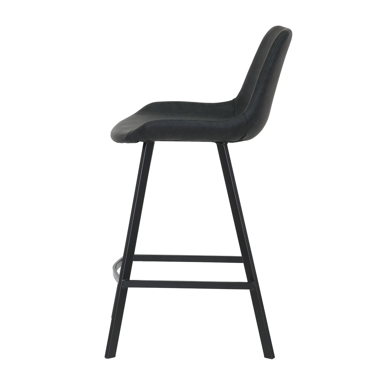 Chaise snack PU noir mat gris foncé, ZAGO