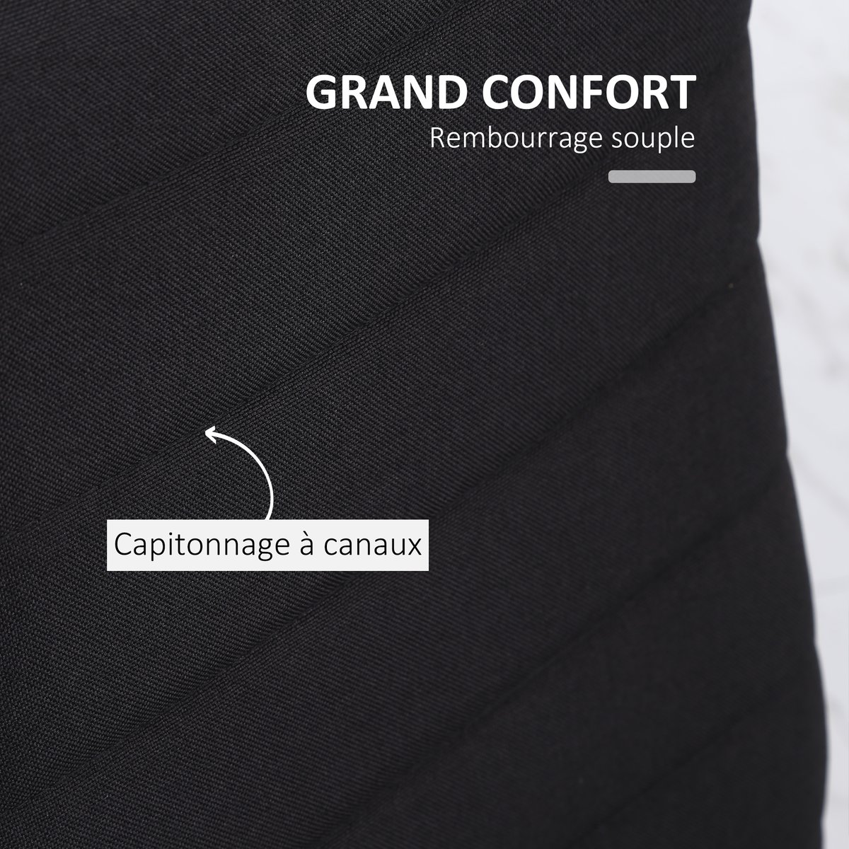 Chaise de salle à manger Lin (100% polyester) noir, HOMCOM