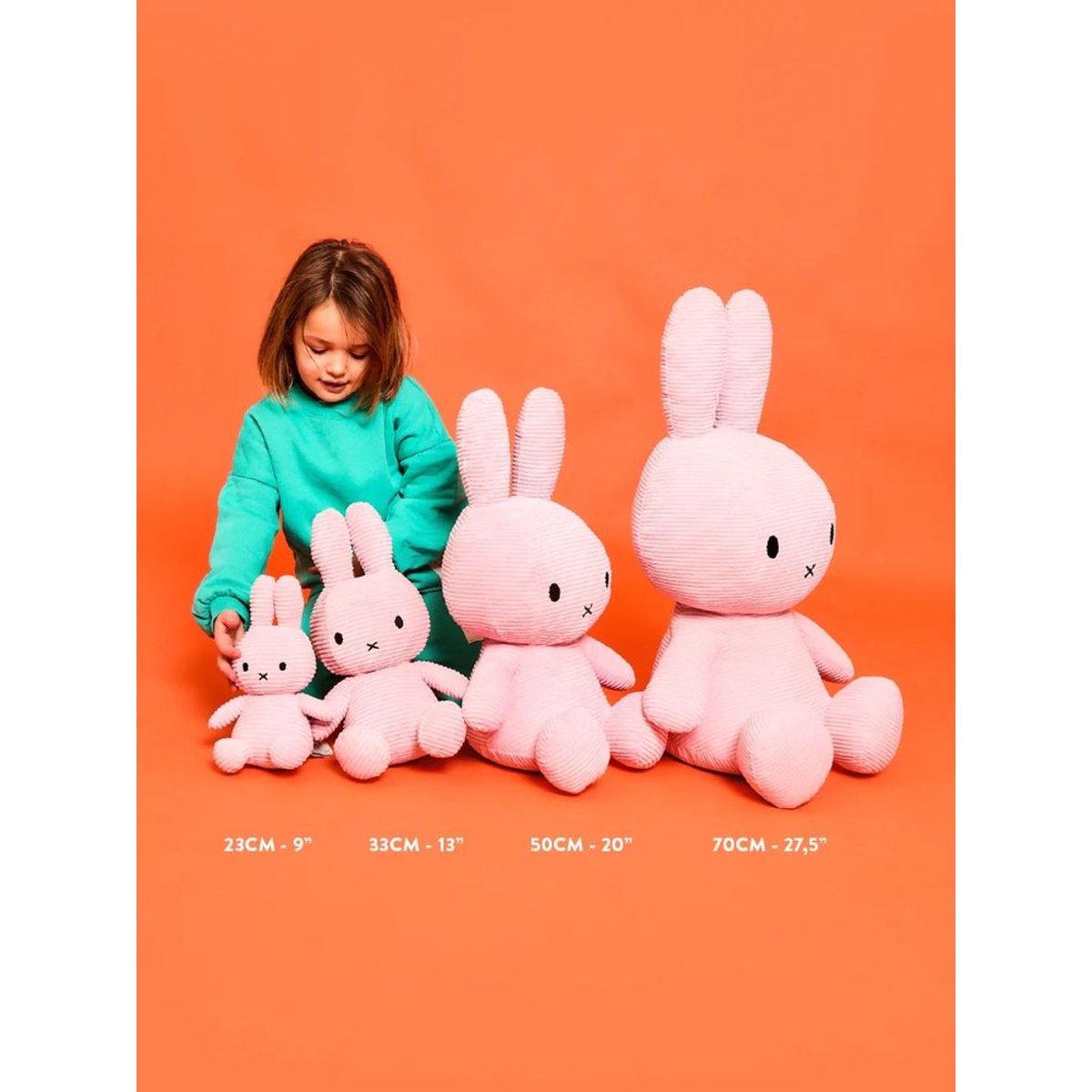 Peluche lapin Miffy velours côtelé éco 23 cm menthe, BON TON TOYS