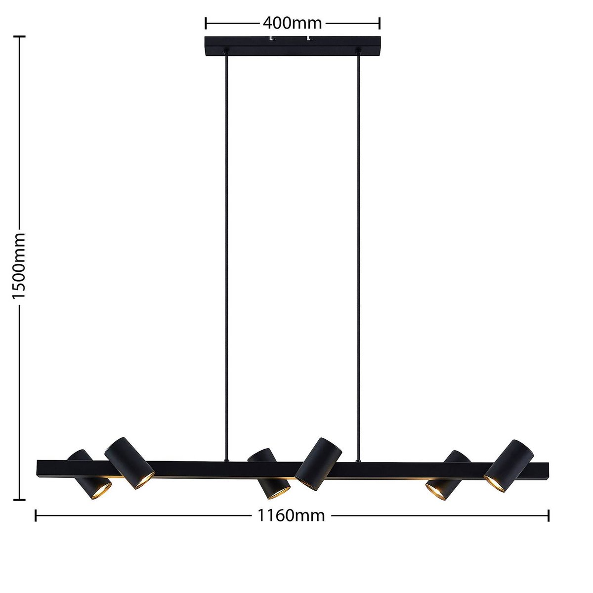 Suspension en métal moderne, Savoli noir, LINDBY