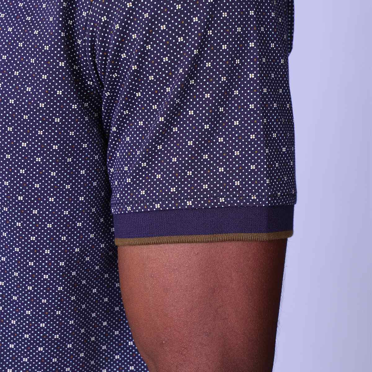 Polo micro-imprimé Honoré bleu marine, MISE AU GREEN