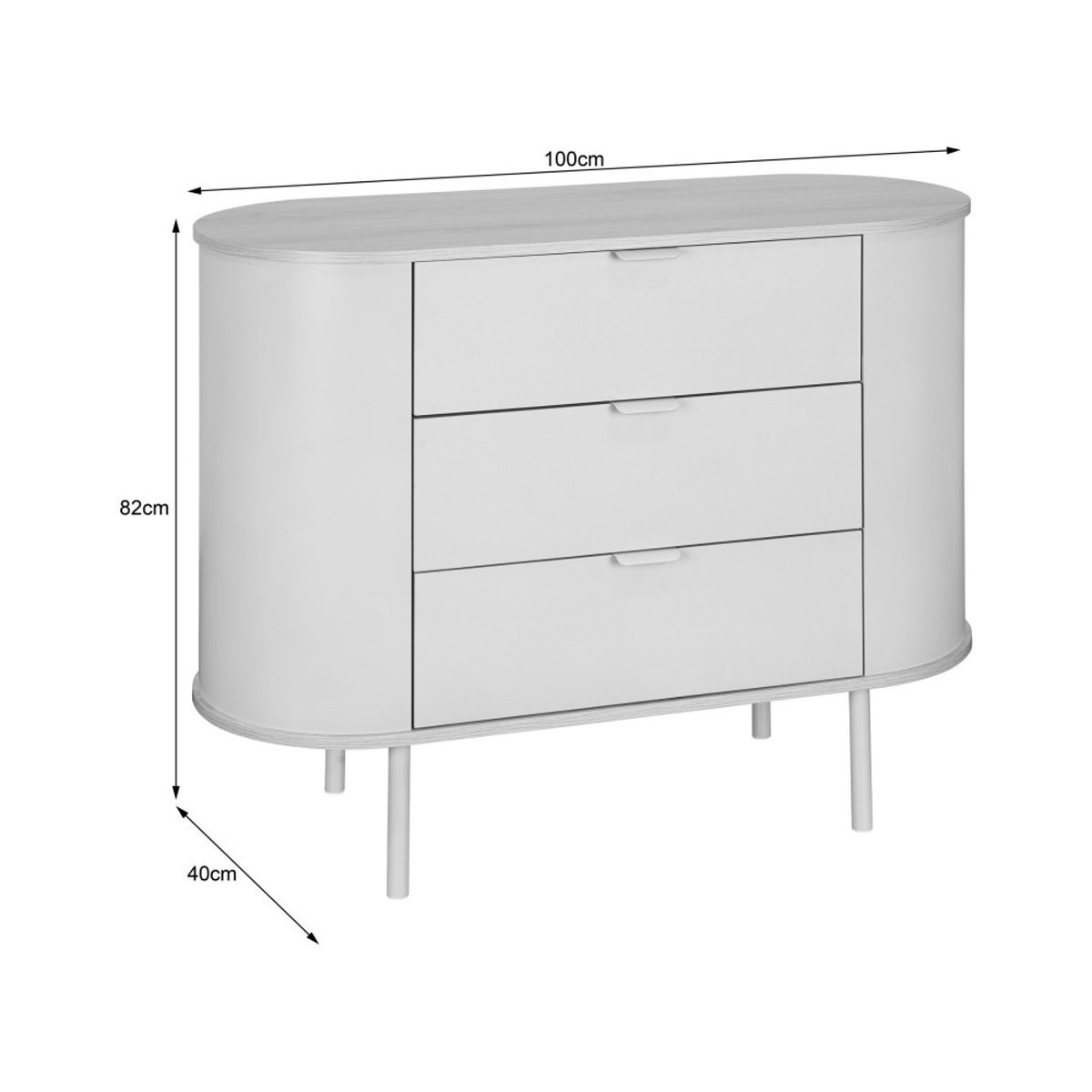 Commode 3 tiroirs en bois et métal- WILL beige, DRAWER
