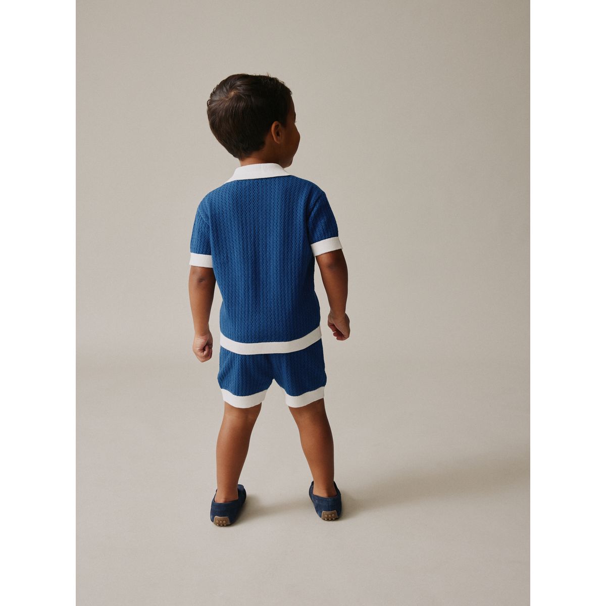Ensemble short et polo en maille bleu marine, NEXT