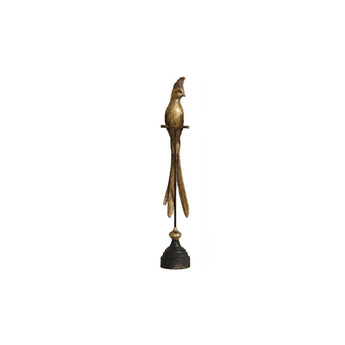 Statue oiseau de paradis sur socle en fonte - or, INTERIOR'S