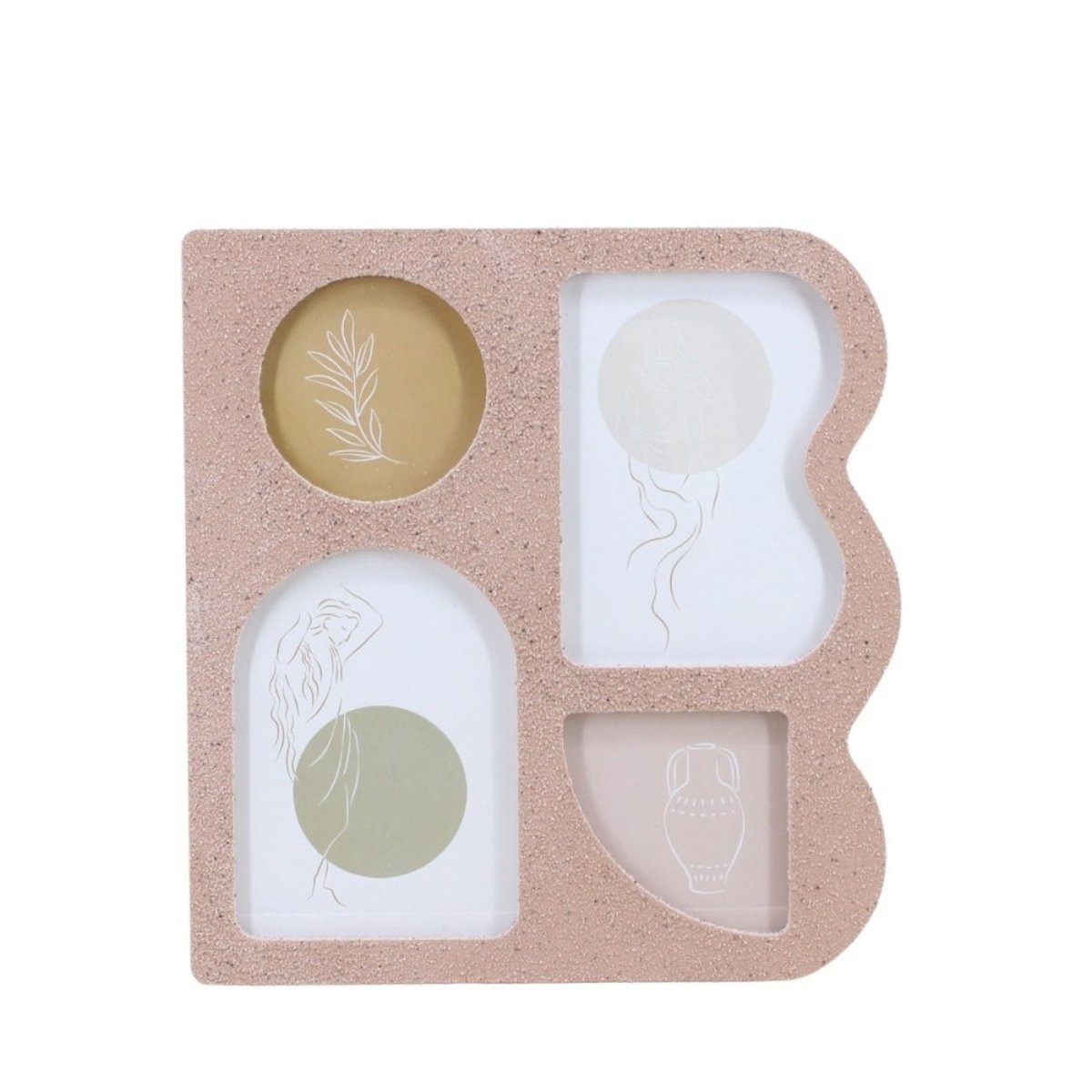 Cadre photo 4 vues finition aspect 33x12cm beige, ORNAMI