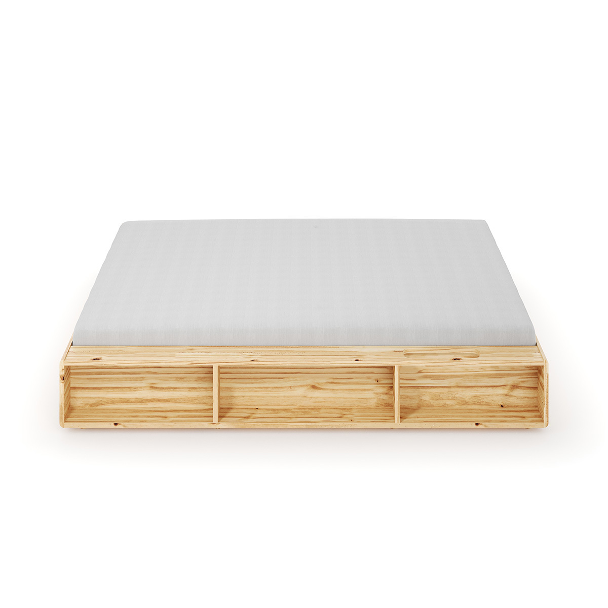 Lit avec rangements Bois massif HOGGY bois naturel, AKITEN RETAIL